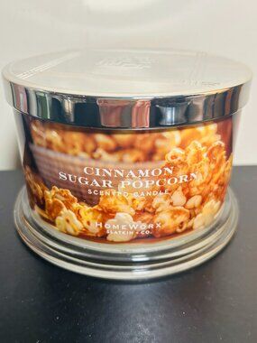HomeWorx by Slatkin Cinnamon Sugar Popcorn 4-Wick 18oz Candle NEW